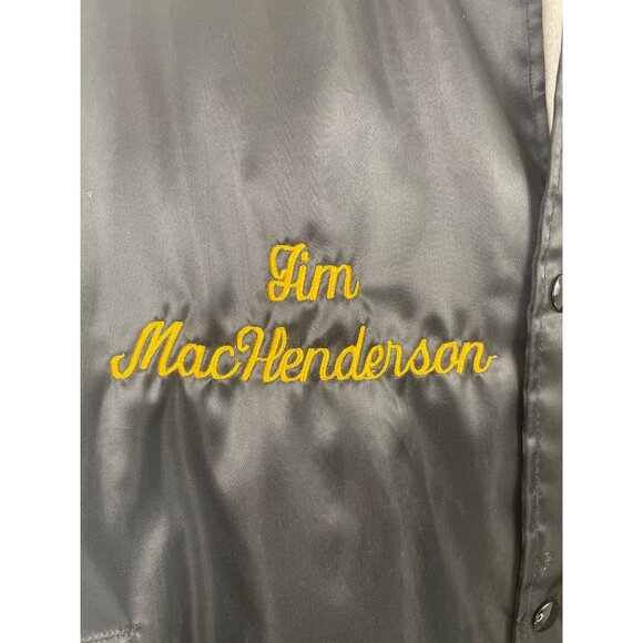 Highlander Antioch Vintage Satin Jacket Black Embroidered Lettering Mens Large - Picture 3 of 12